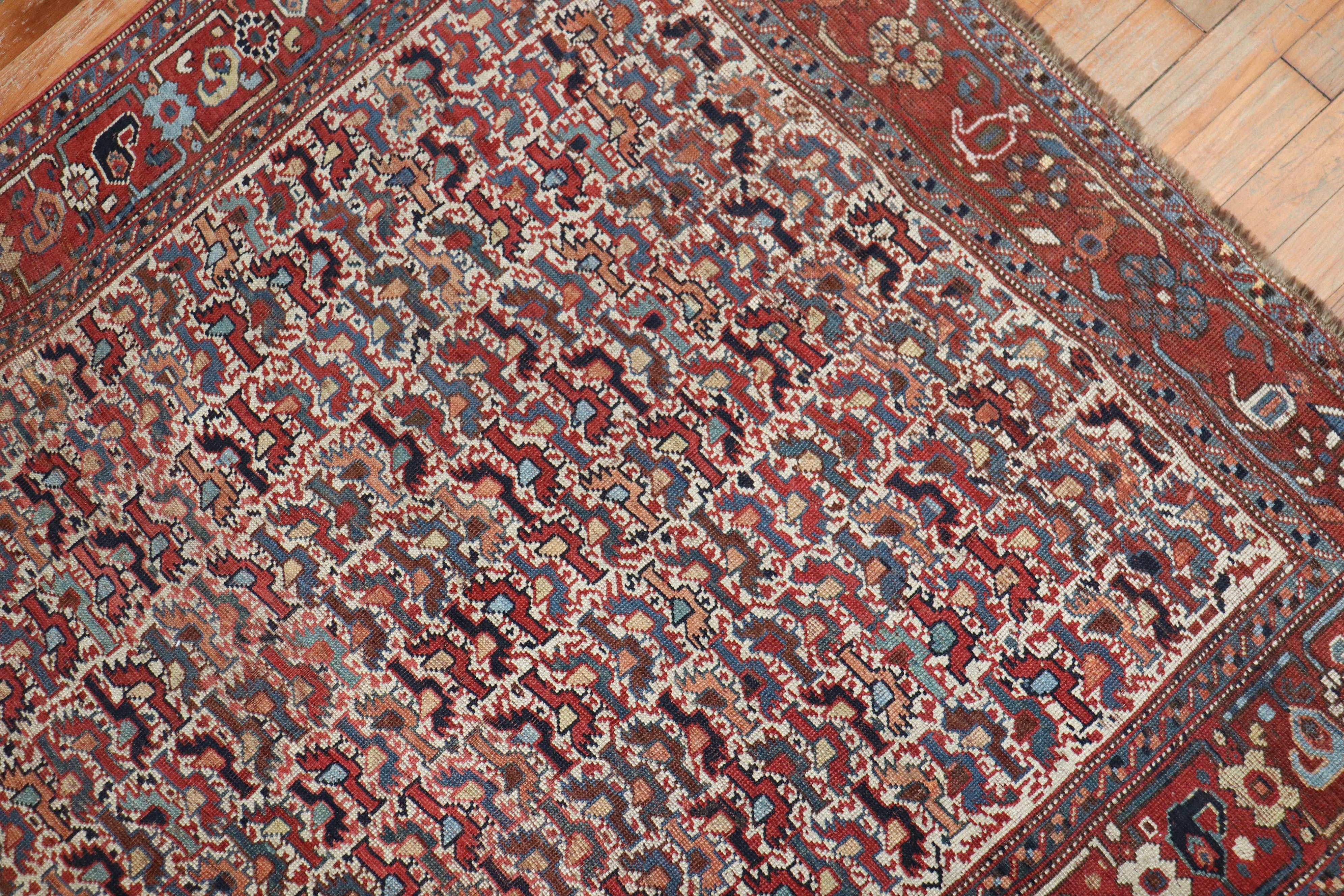 Wool Tribal Chicken Motif Rustic Persian Afshar Accent Rug, Early 20th Century For Sale