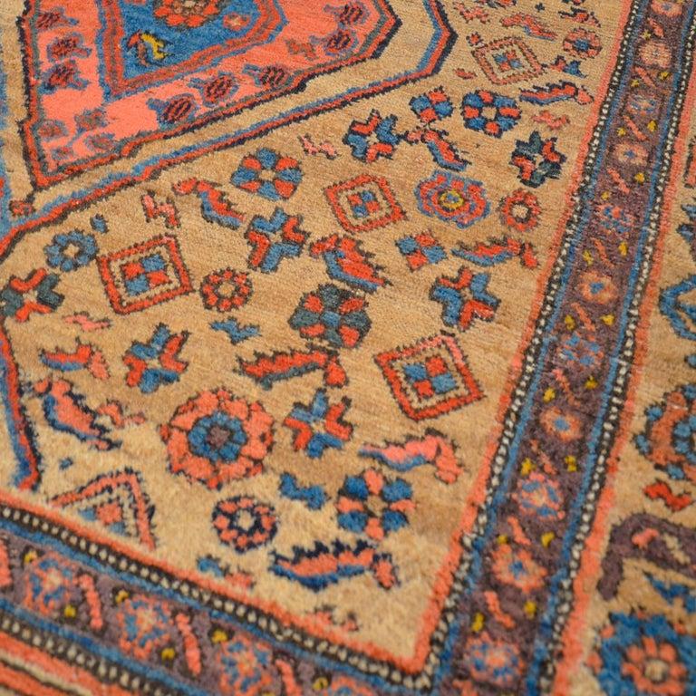 Hand-Knotted Tribal Classic Antique Rug Blue, Beige and Pink Bidjar Design. 1.85 x 1.25 m For Sale