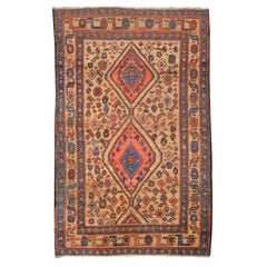 Tribal Classic Vintage Rug Blue, Beige and Pink Bidjar Design. 1.85 x 1.25 m