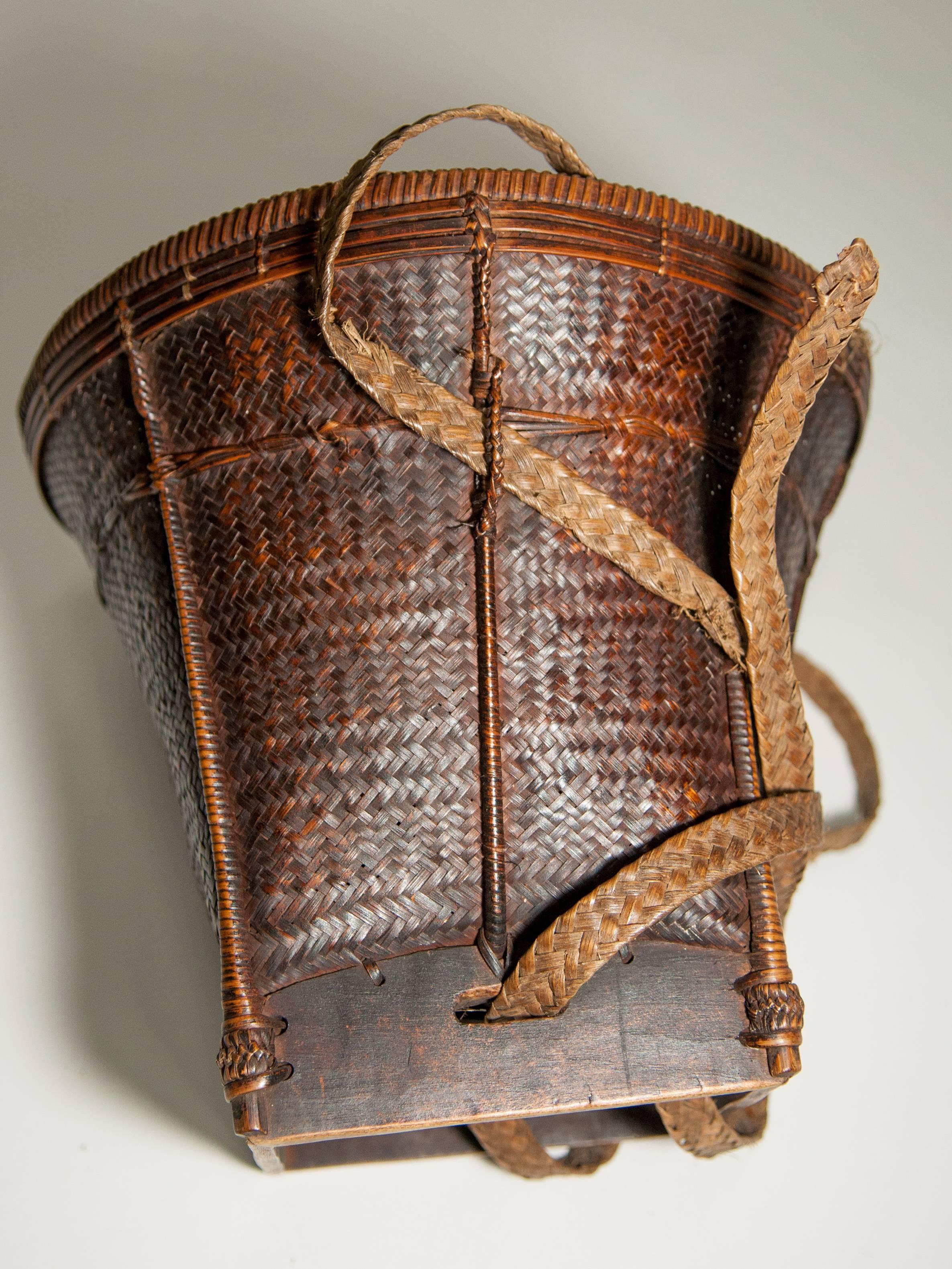 Tribal Collecting Basket from the Ata Pue Area of Laos, Mid-20th Century, Bamboo 7