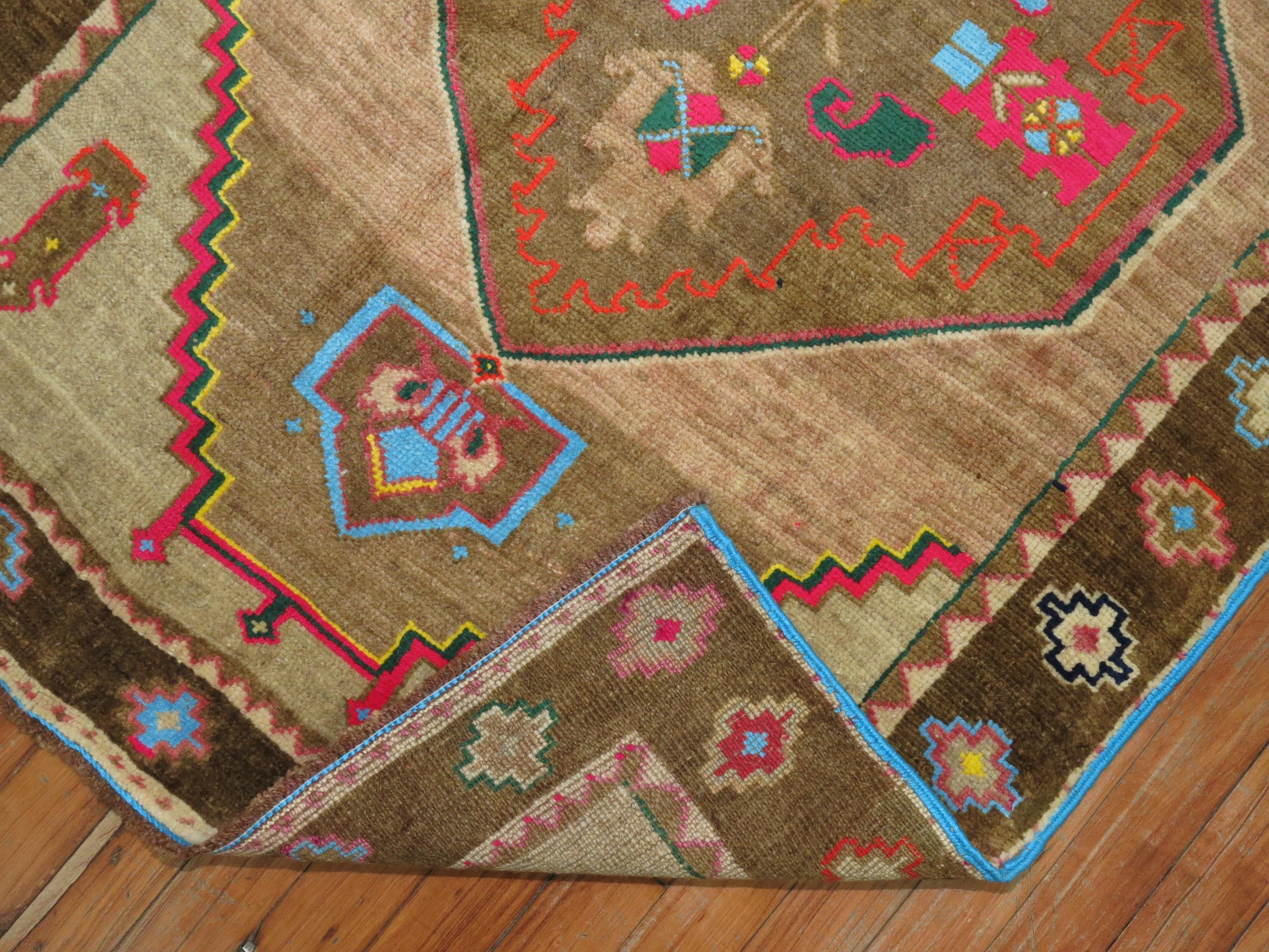 Hand-Knotted Tribal Color Pop Turkish Scatter Rug