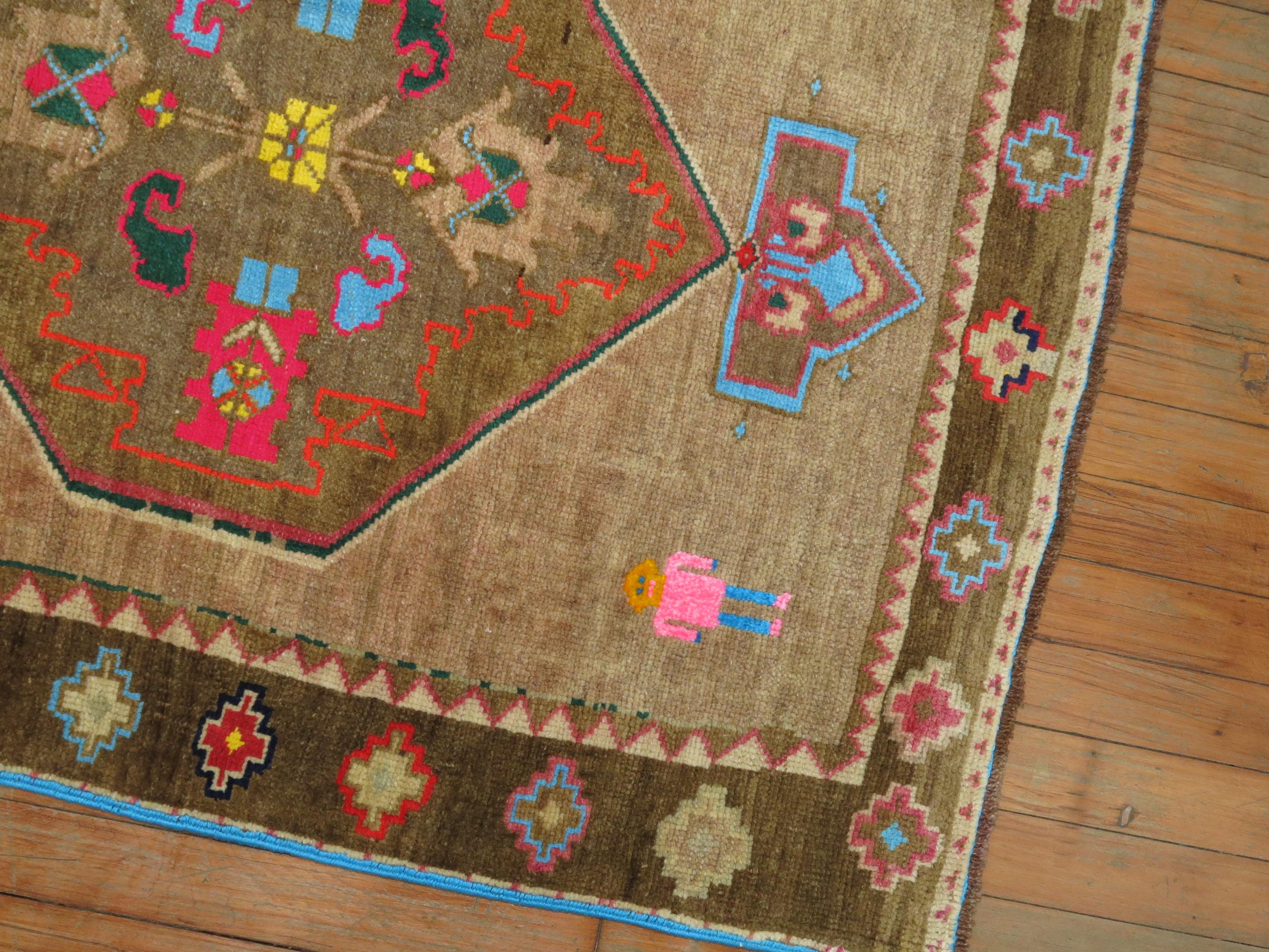 Tribal Color Pop Turkish Scatter Rug In Good Condition In New York, NY
