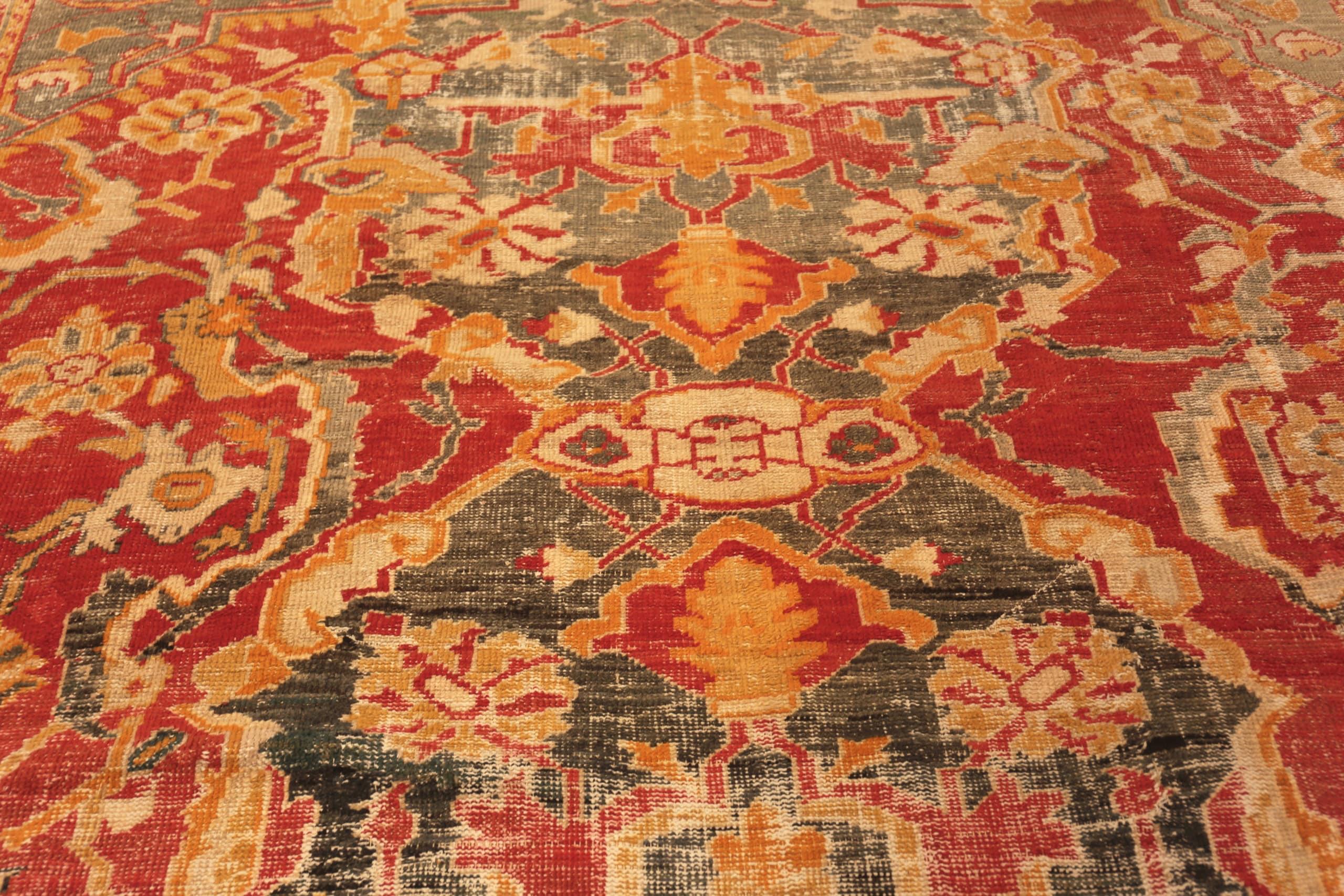 Wool Tribal Colorful Magnificent Antique Turkish Ghiordes Rug 12'2