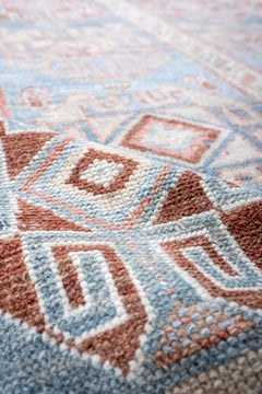 Tribal Column Design in Sky Blue and Terra Cotta