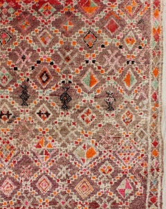 Tribal Design Vintage Moroccan Rug in Orange, Red, Green, and Lt Brown