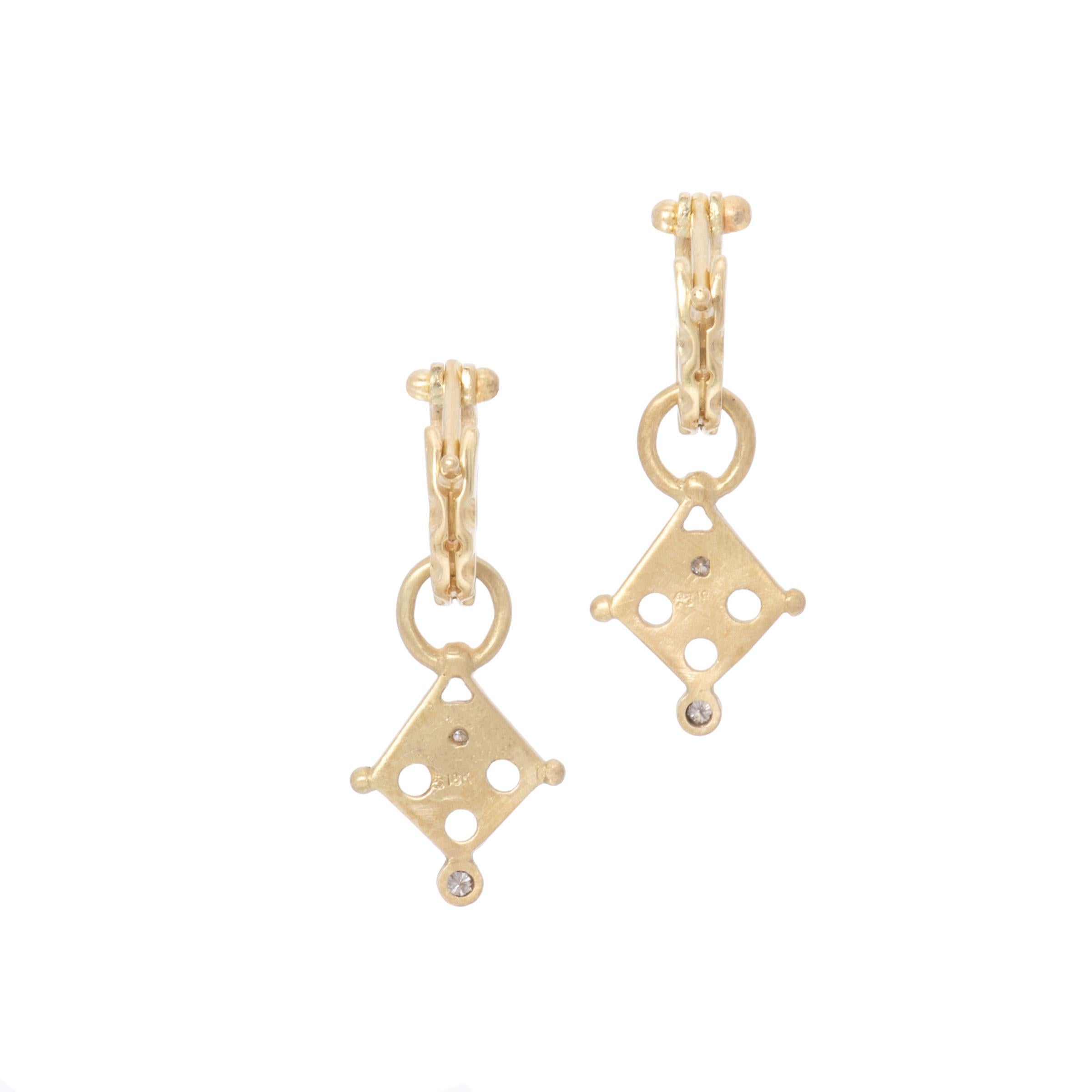 Tribal Diamond Drop Earrings in 18 Karat Gold In New Condition For Sale In Santa Fe, NM