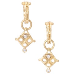Tribal Diamond Drop Earrings in 18 Karat Gold