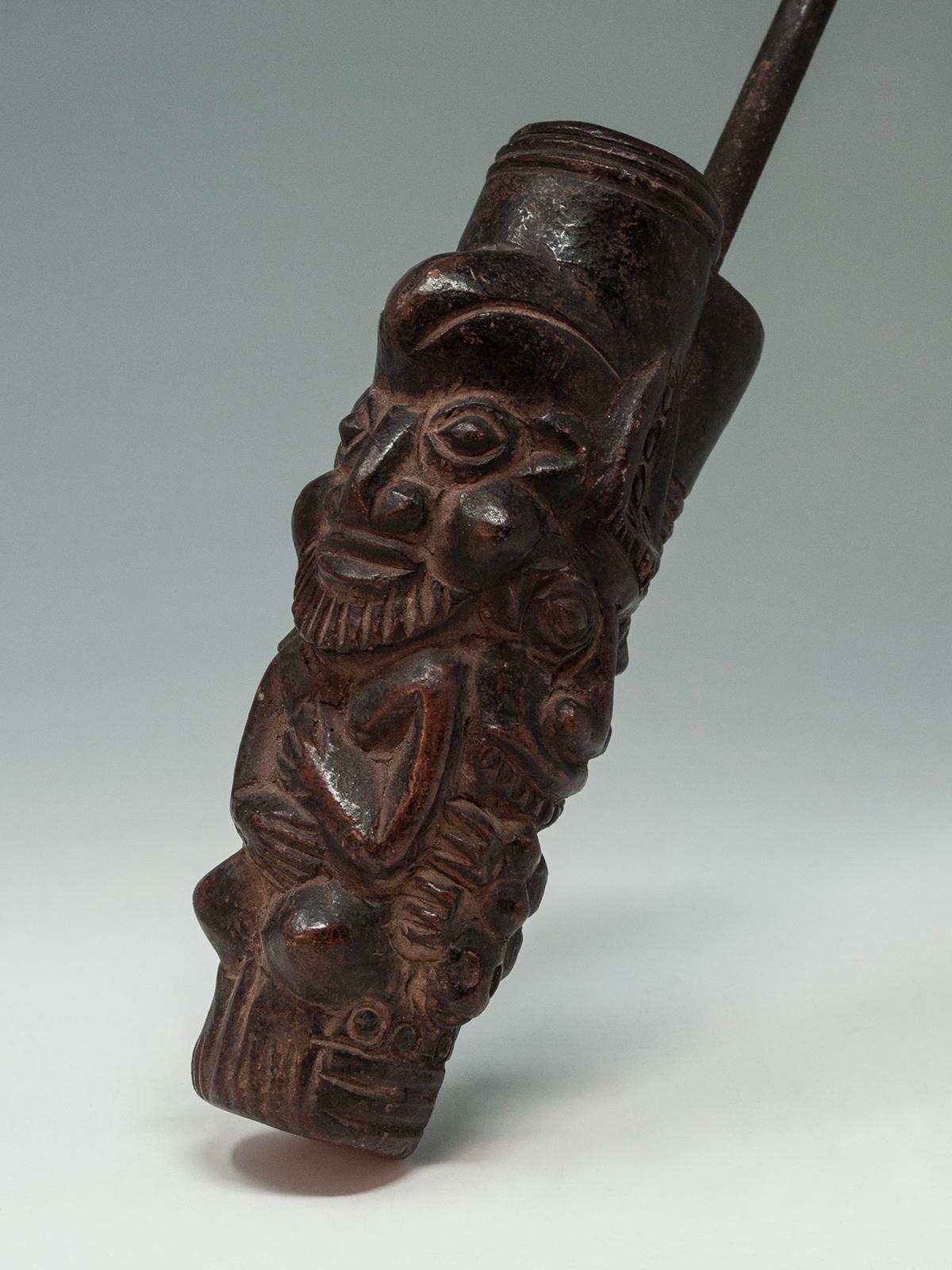Wood Tribal Early 20th Century Ceremonial Pipe, Bamoun People, Cameroon For Sale