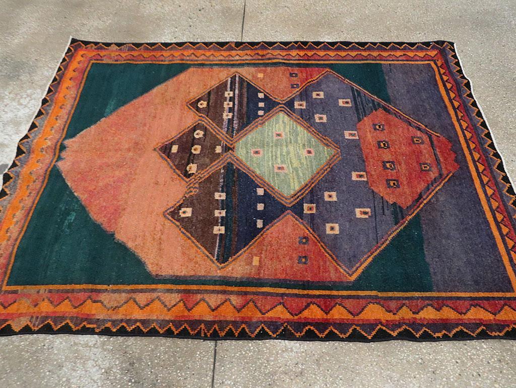 Tribal Early 20th Century Handmade Persian Gabbeh Accent Rug 1