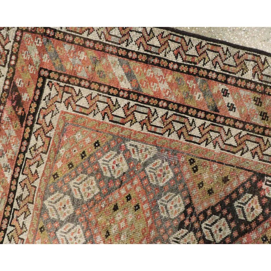Wool Tribal Early 20th Century Handmade Persian Shiraz Small Accent Rug For Sale
