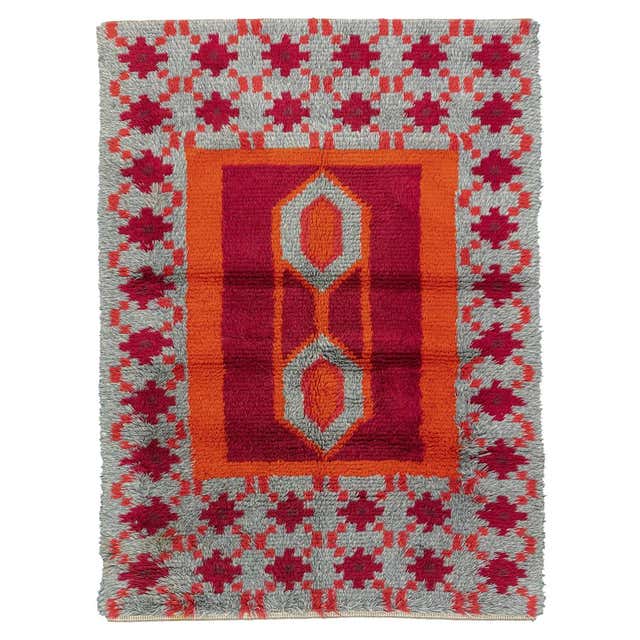 Rya Rug Swedish Red Color For Sale at 1stDibs