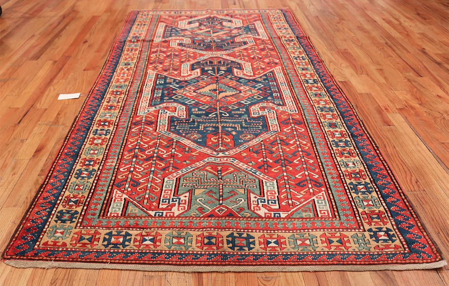 Tribal Gallery Size Runner Antique Caucasian Kazak Rug. Size: 5 ft 6 in x 11 ft 5