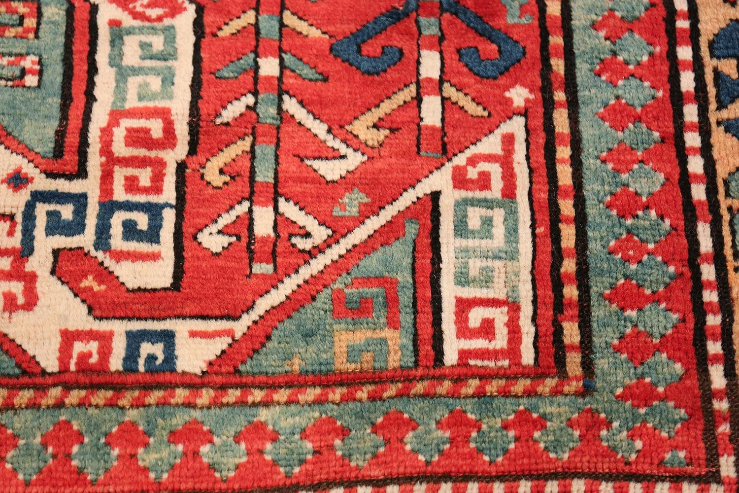 20th Century Tribal Gallery Size Runner Antique Caucasian Kazak Rug. Size: 5 ft 6 in x 11 ft