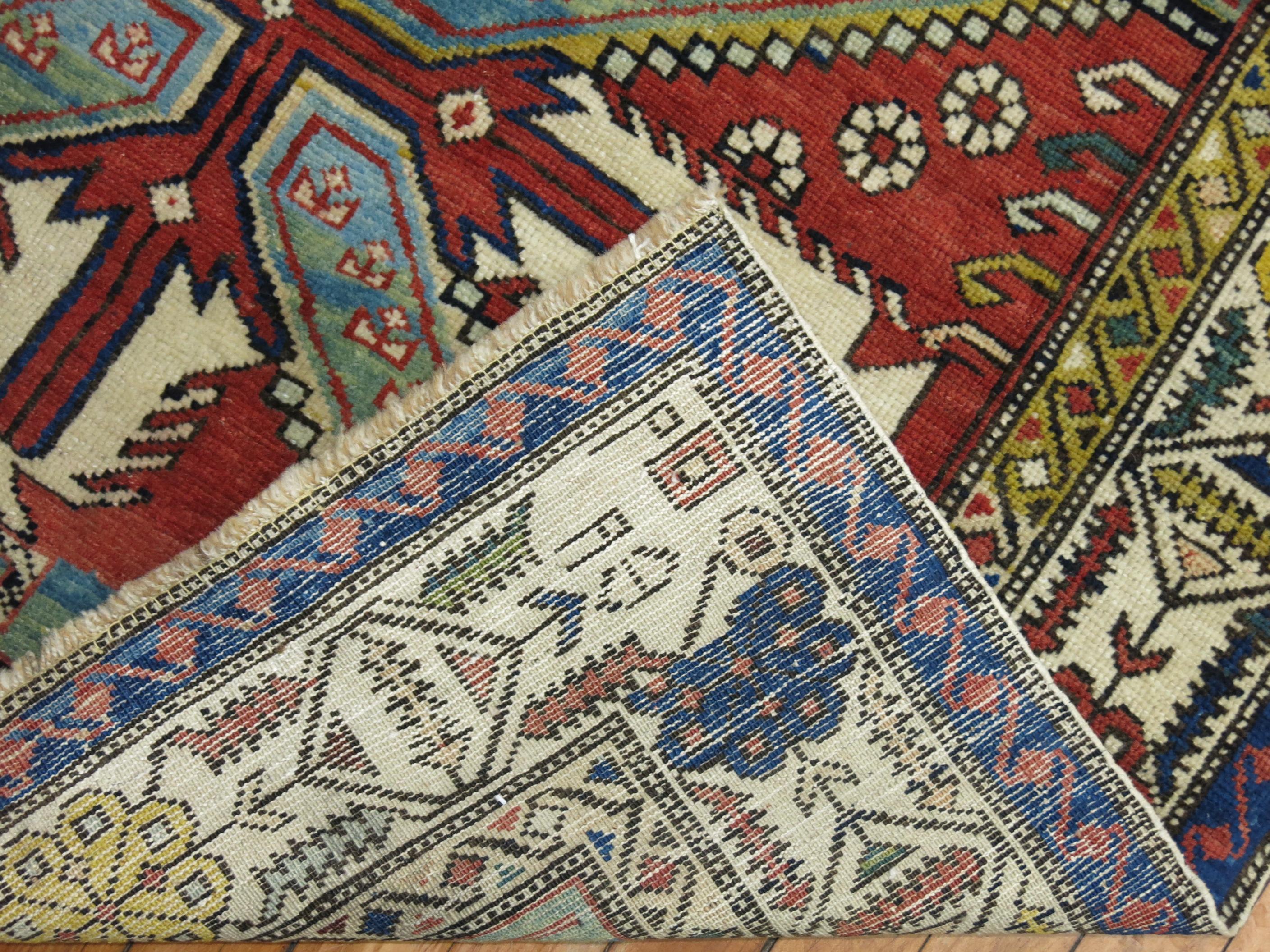 Wool Tribal Geometric Antique Caucasian Shirvan Rug For Sale