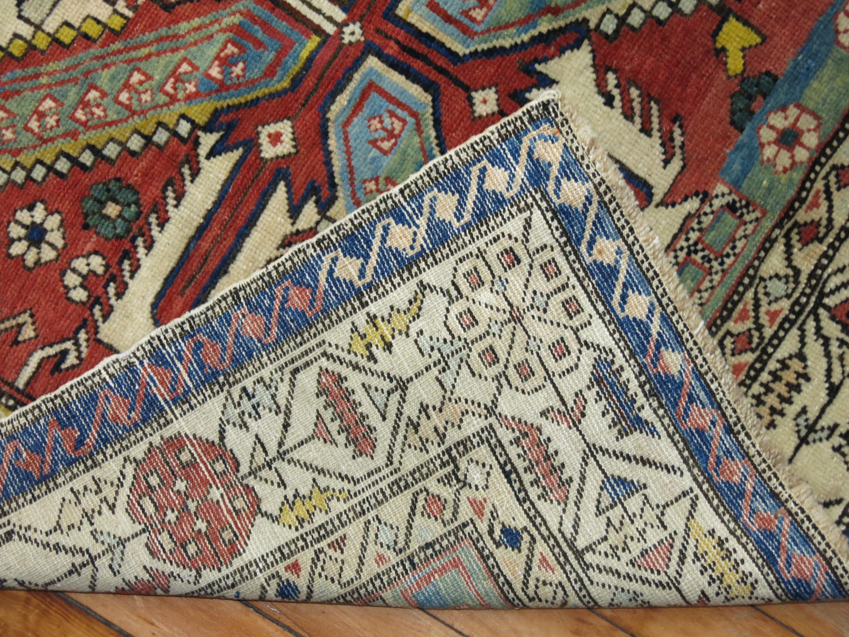 Tribal Geometric Antique Caucasian Shirvan Rug For Sale 2