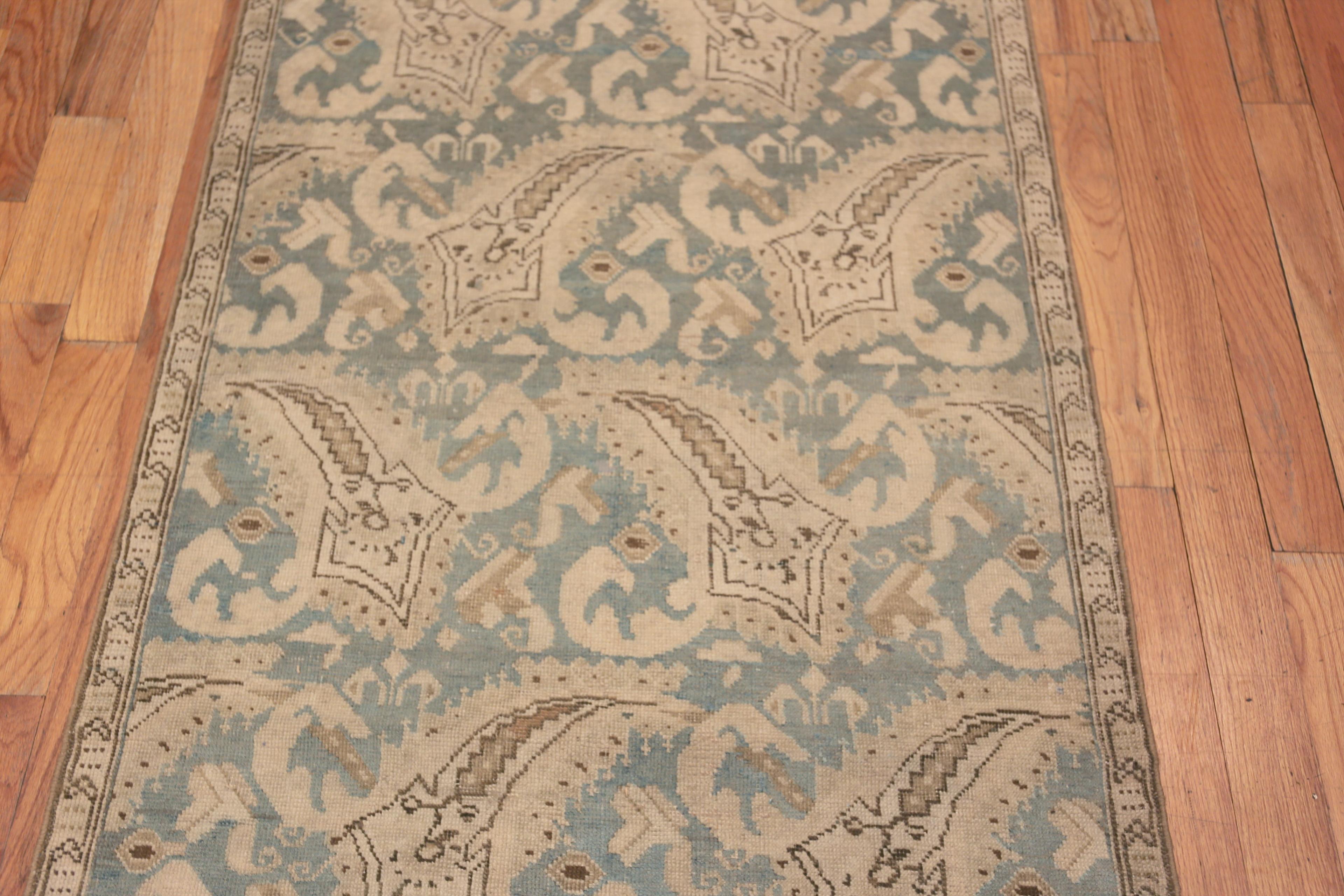 Tribal Geometric Antique Caucasian Karabagh Paisley Runner Rug 3'3