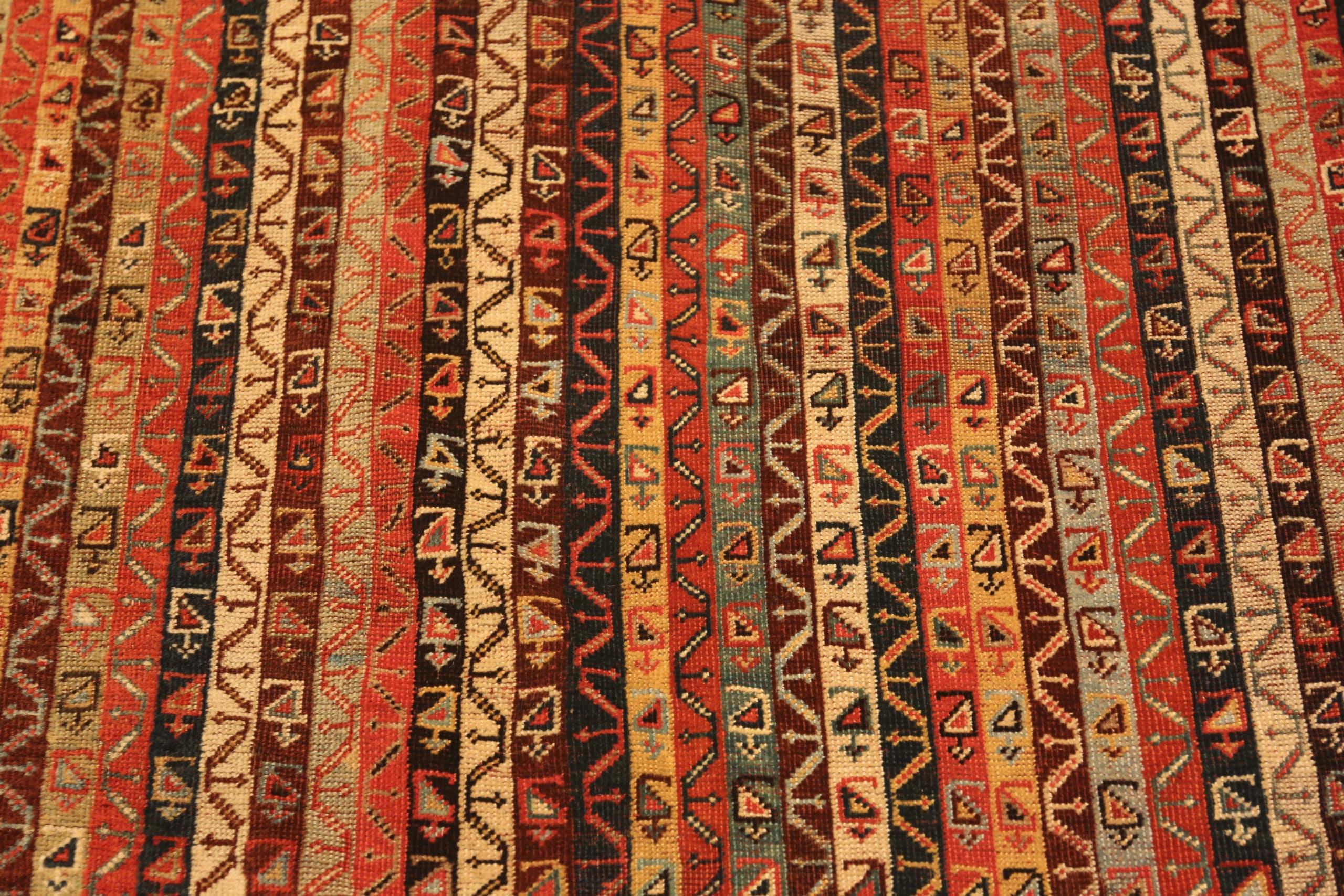 Tribal Geometric Antique Persian Qashqai Area Rug 5' x 8'4