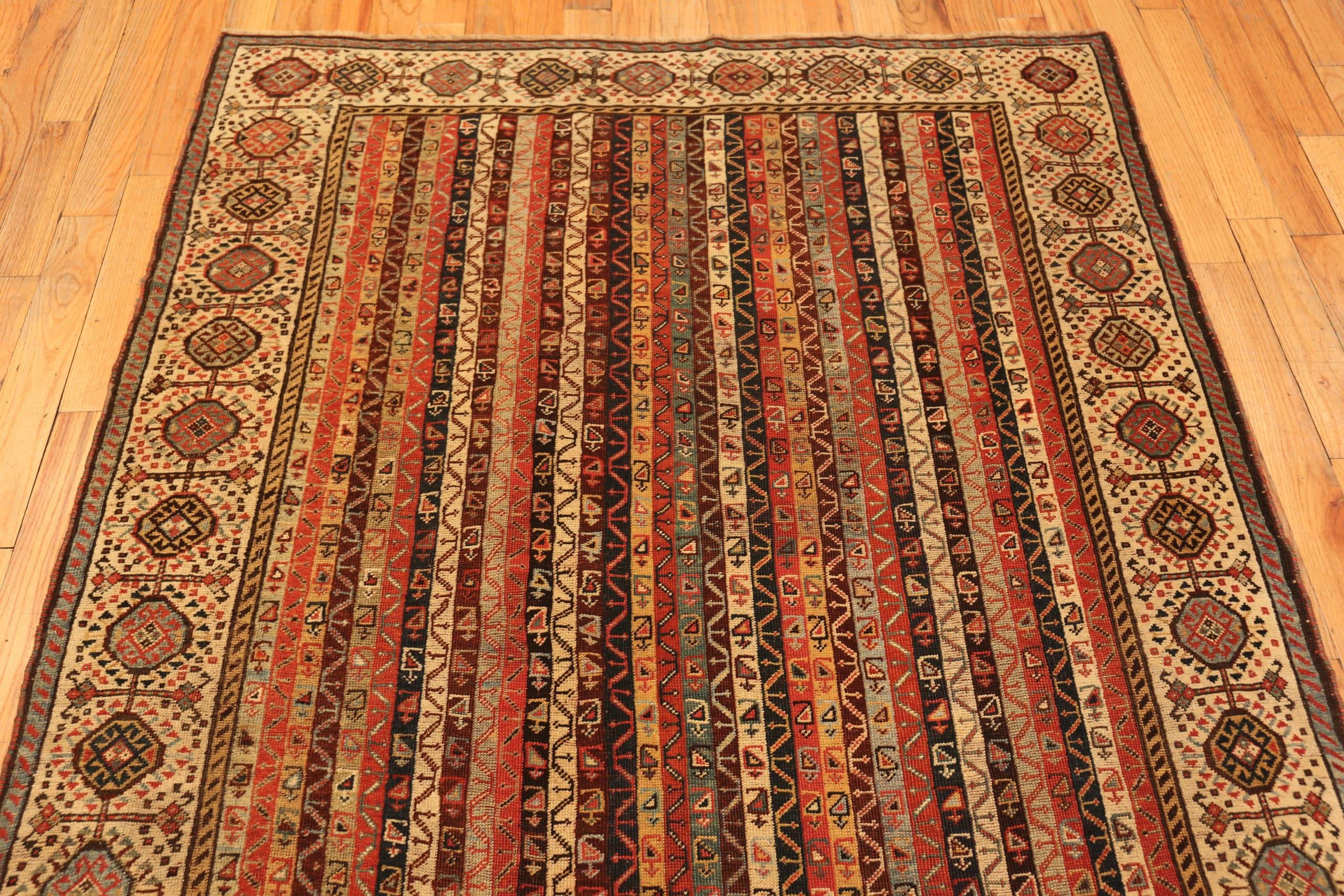 Wool Tribal Geometric Antique Persian Qashqai Area Rug 5' x 8'4