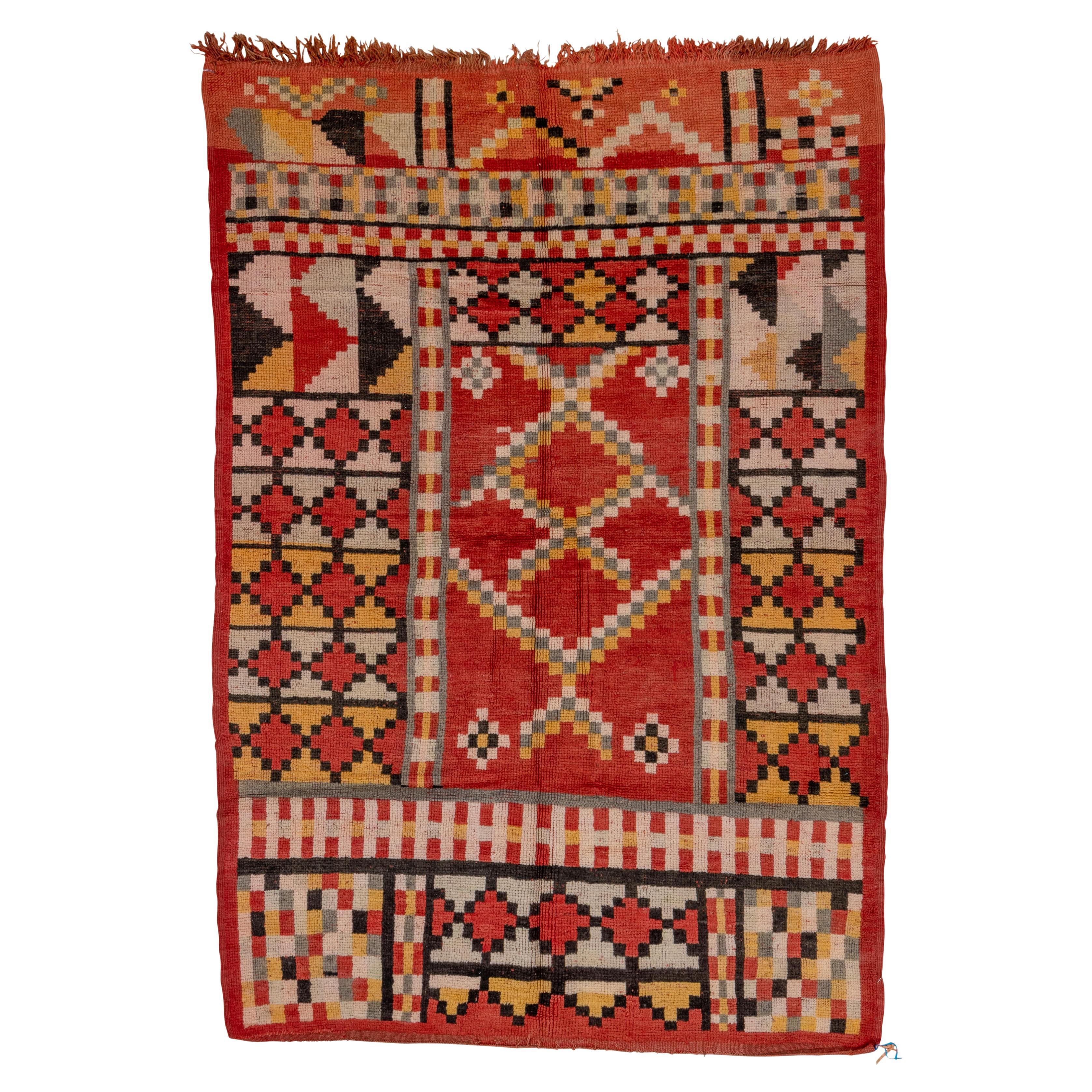 Tribal Geometric Hummingbird Red with Afternoon Tan Hues For Sale