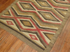 Tribal Geometric Primitive Camel Field Antique American Navajo Rug