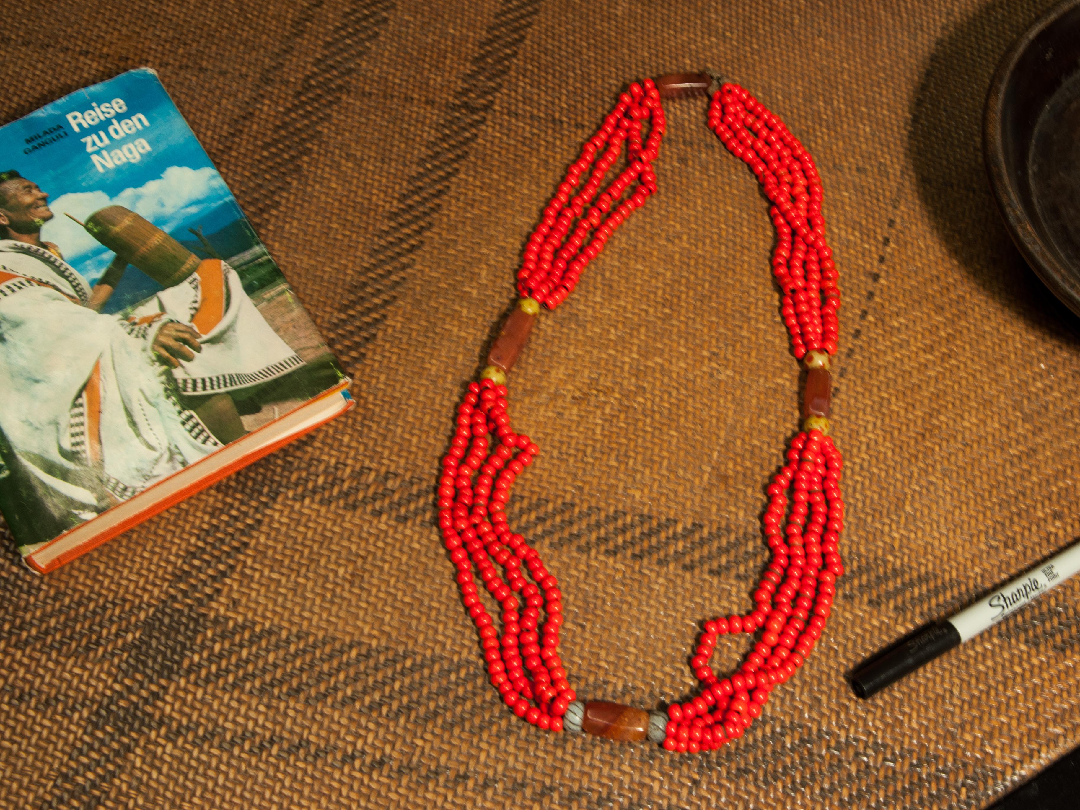 Tribal Glass & Carnelian Bead Necklace from Nagaland, NE India, Mid-20th Century 3