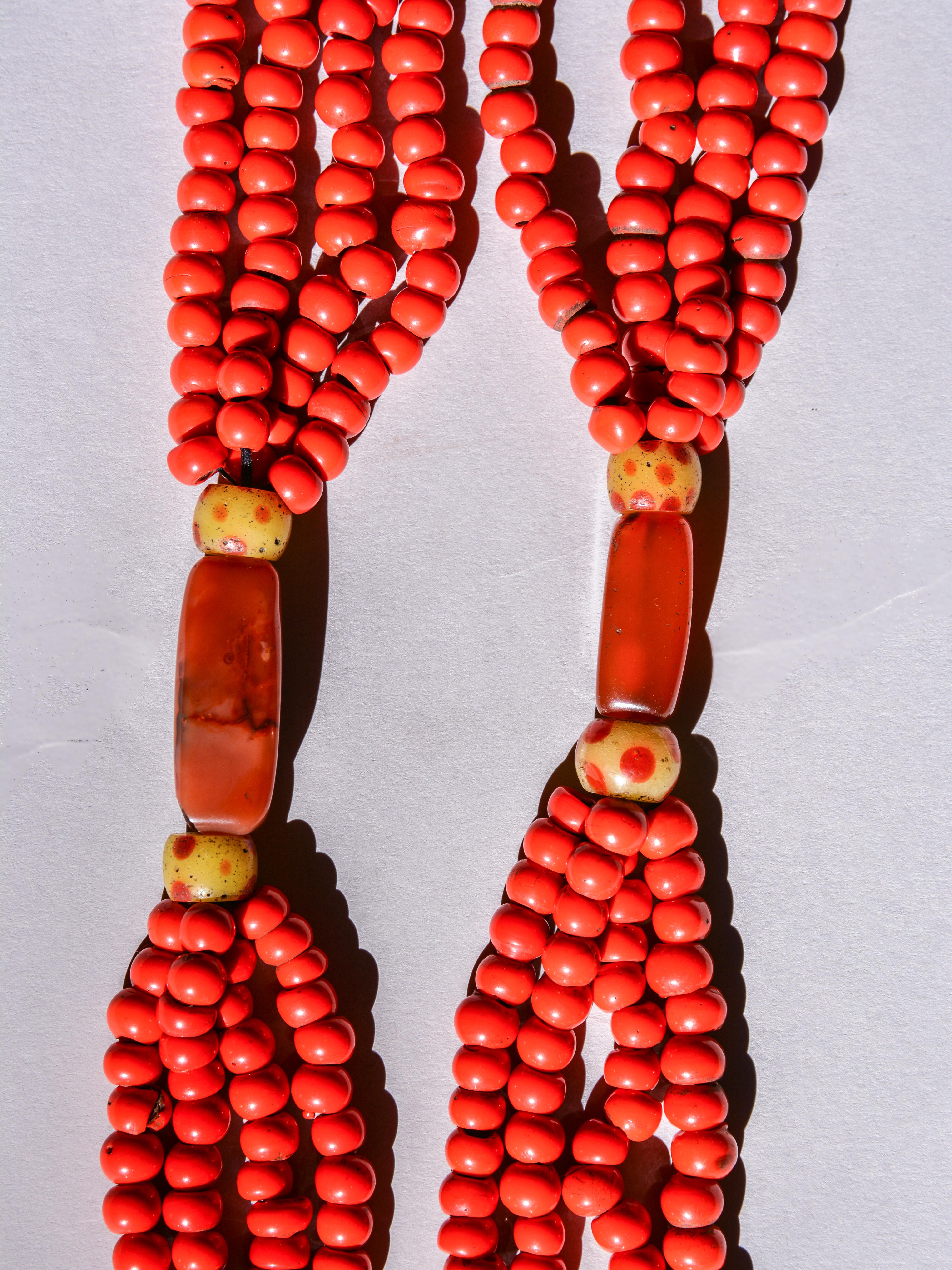 Tribal Glass & Carnelian Bead Necklace from Nagaland, NE India, Mid-20th Century 10