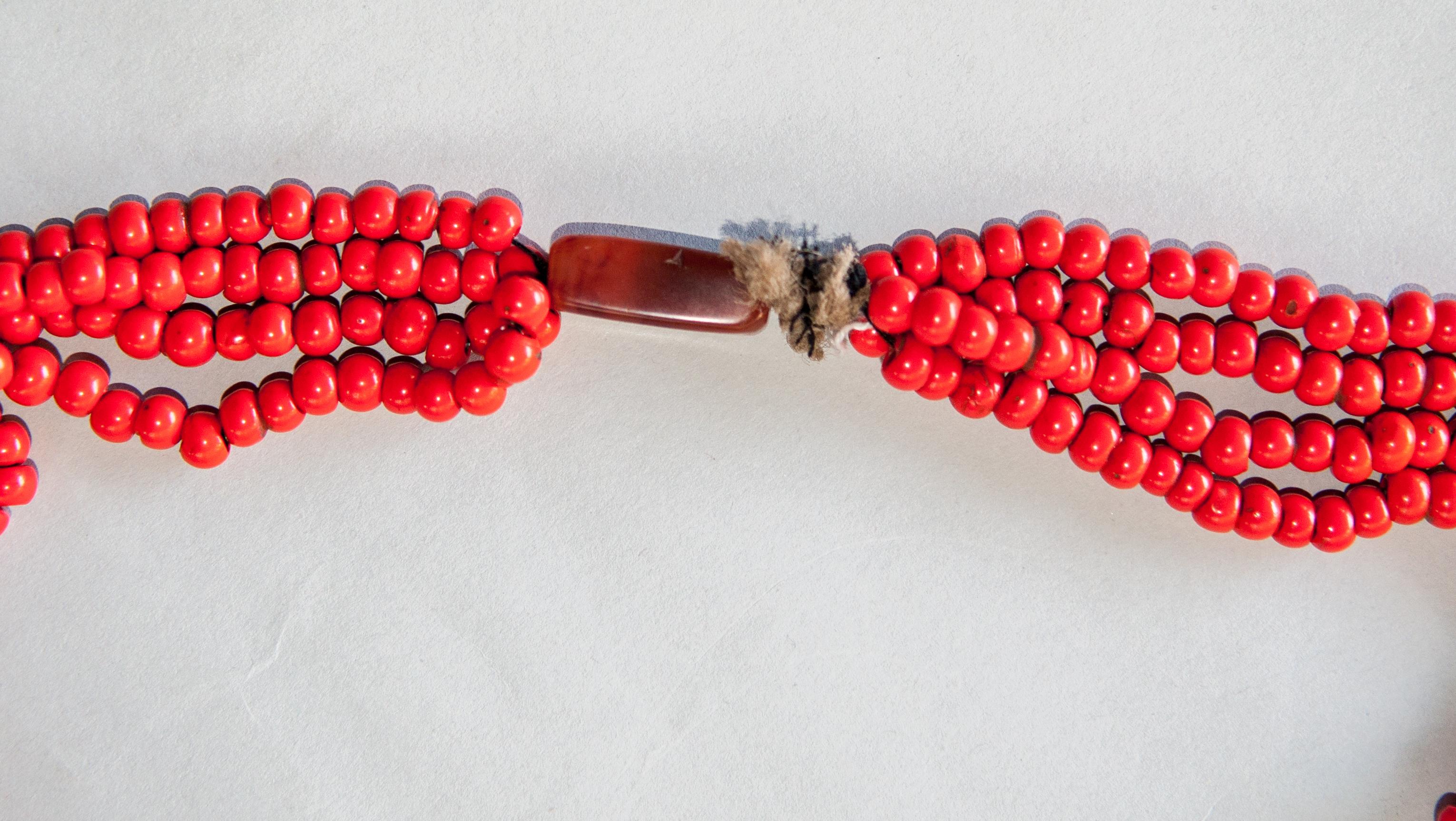 Indien Collier de perles en verre tribal et cornaline de Nagaland, Inde, milieu du 20e siècle