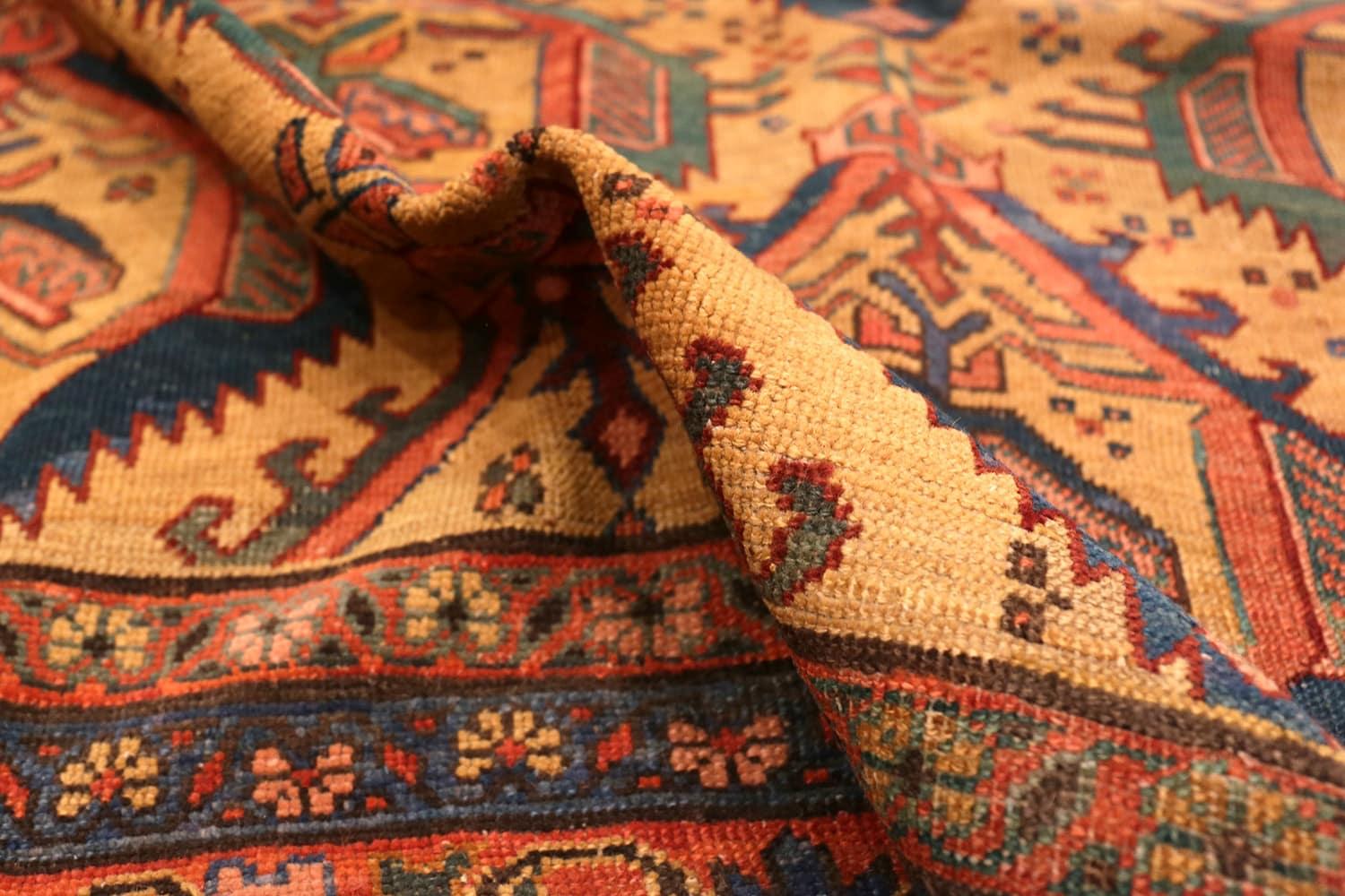 Wool Antique Persian Bakshaish Rug. Size: 8' 6
