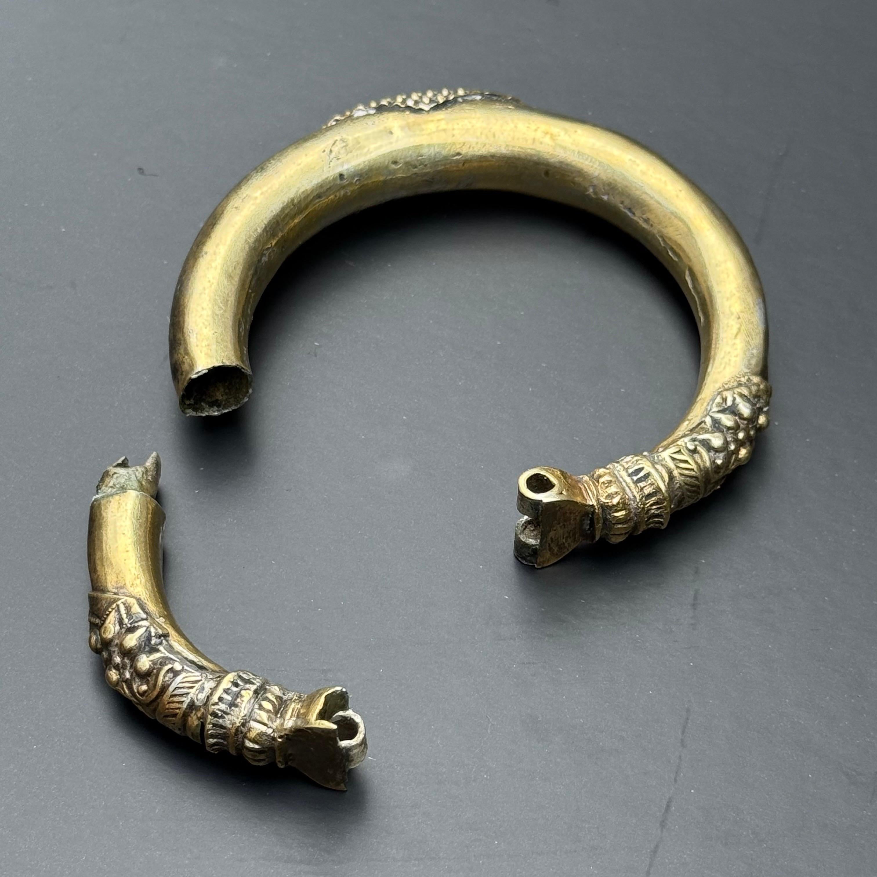 Tribal Gold-Gilt Silver Bangle or Anklet Rajasthan, India For Sale 9