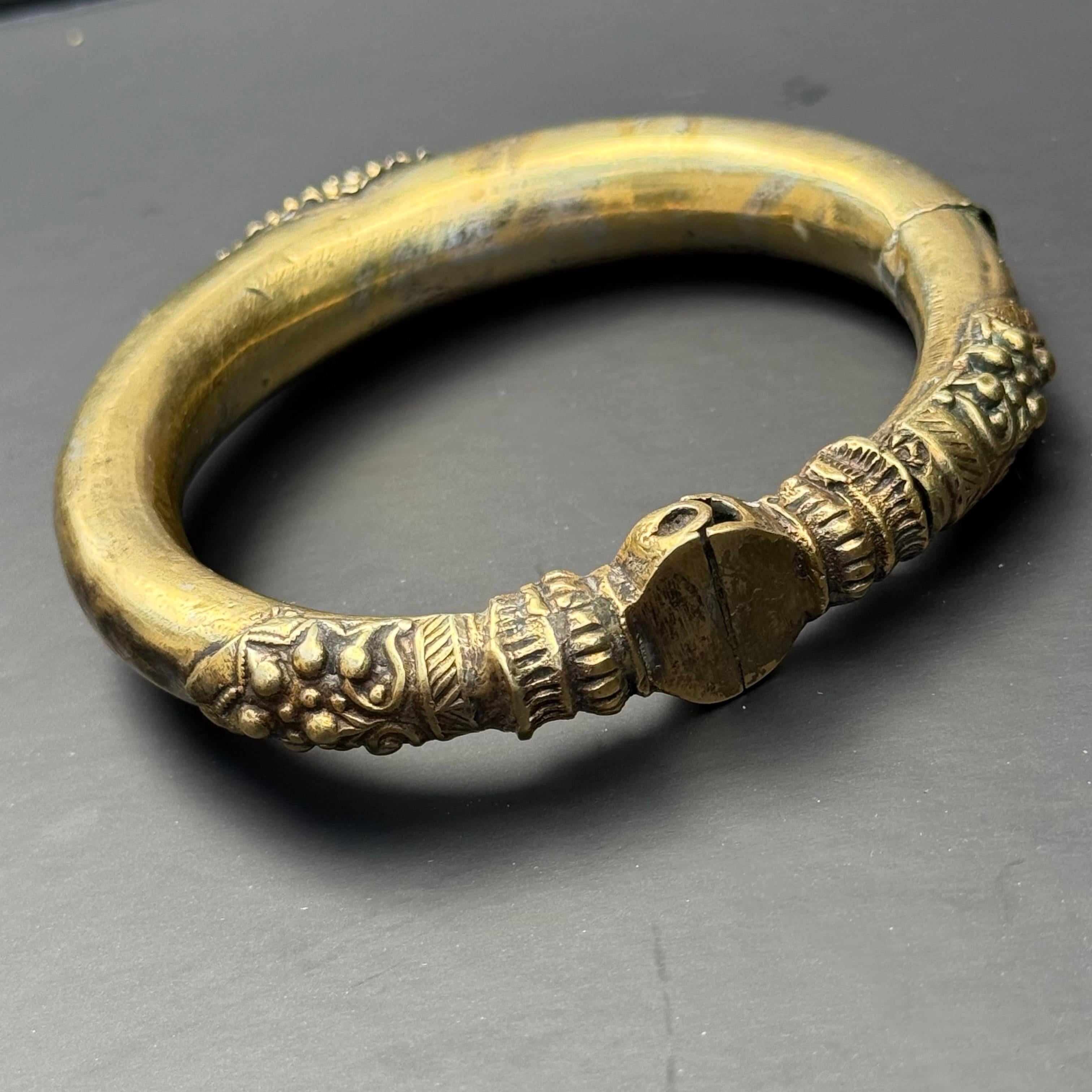 Tribal Gold-Gilt Silver Bangle or Anklet Rajasthan, India For Sale 13