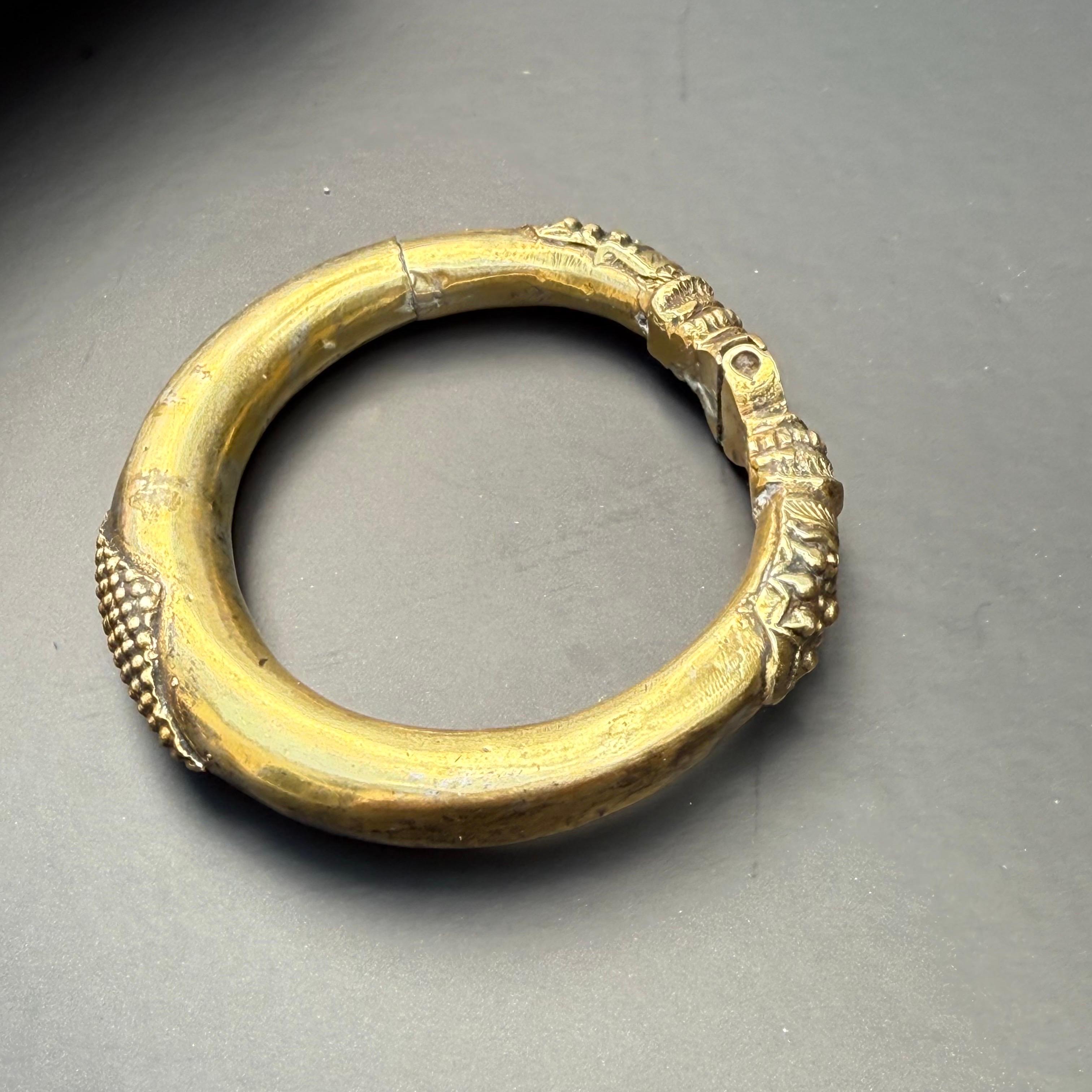 Tribal Gold-Gilt Silver Bangle or Anklet Rajasthan, India In Good Condition For Sale In Monroe Township, NJ