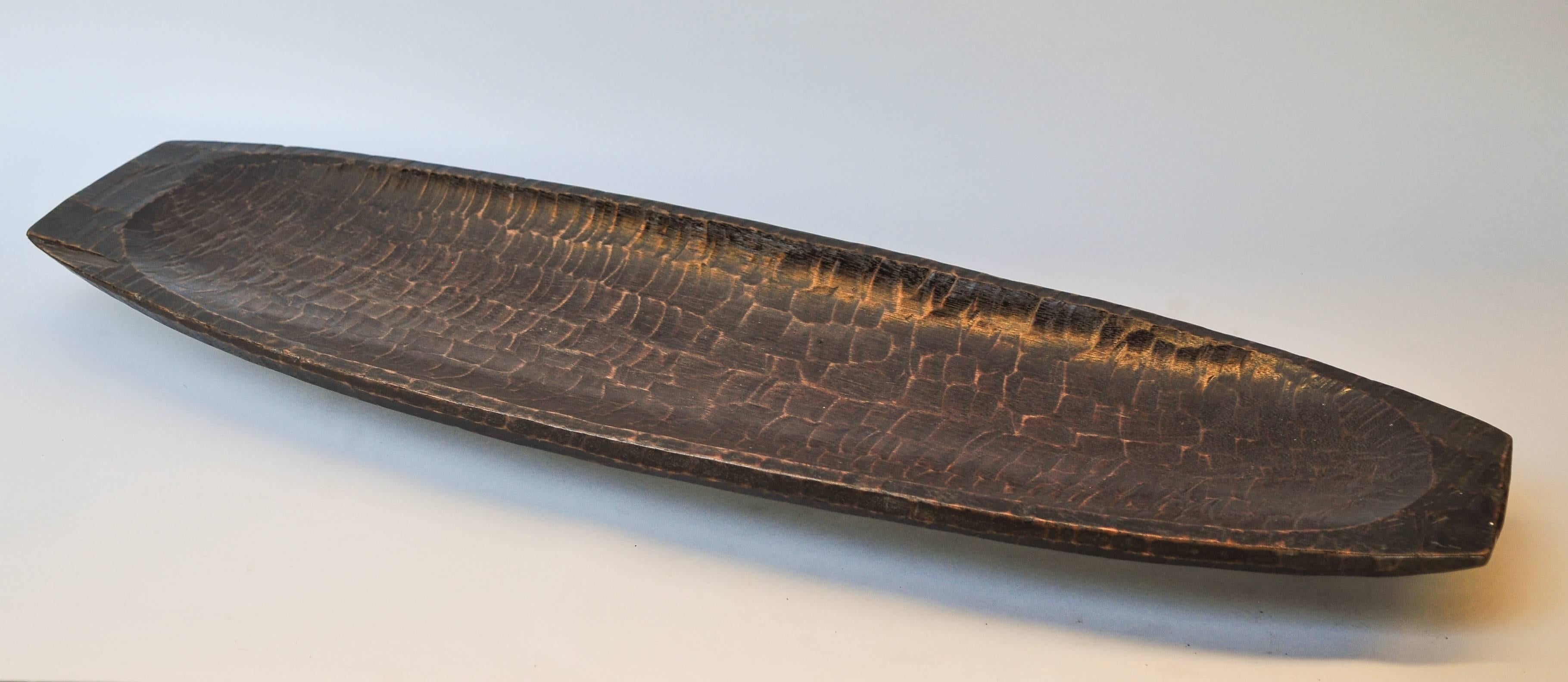 Tribal Hand Hewn Wooden Tray from the Mentawai Islands, Mid-Late 20th Century. In Good Condition In Point Richmond, CA