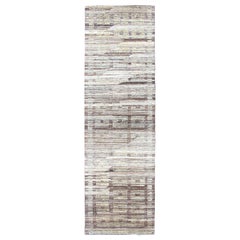 Tribal Hand Knotted Modern Afghanistan Runner in Browns and Green