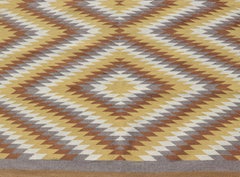 Tribal Hand Woven Vintage Navajo Kilim with Gold, Gray, Ivory, and Brown