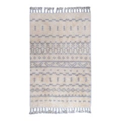 Tribal Indian Hand-Knotted Tangier Moroccan Wool Rug 6x9 Ivory