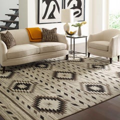 Tribal Indian Hand-Knotted Yuma Wool Area Rug 8x10 Gray