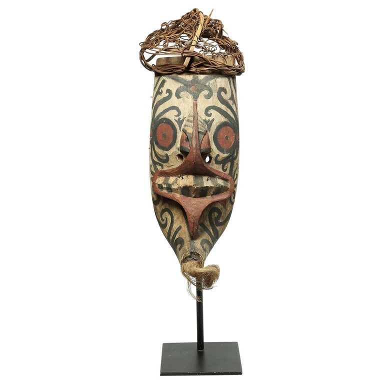 Tribal Indonesian Painted Borneo Dayak Hudoq Mask, Early 20th Century
