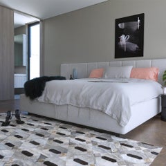 Tribal Inspired Customizable Linaje Gray, Black and Gold Cowhide Rug XX-Large