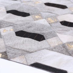 Tribal Inspired Customizable Linaje Gray, Black and Gold Cowhide Runner X-Large