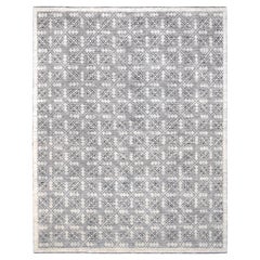 Tribal-inspired geometric pattern Ivory Wool Rug 11'10''x15'