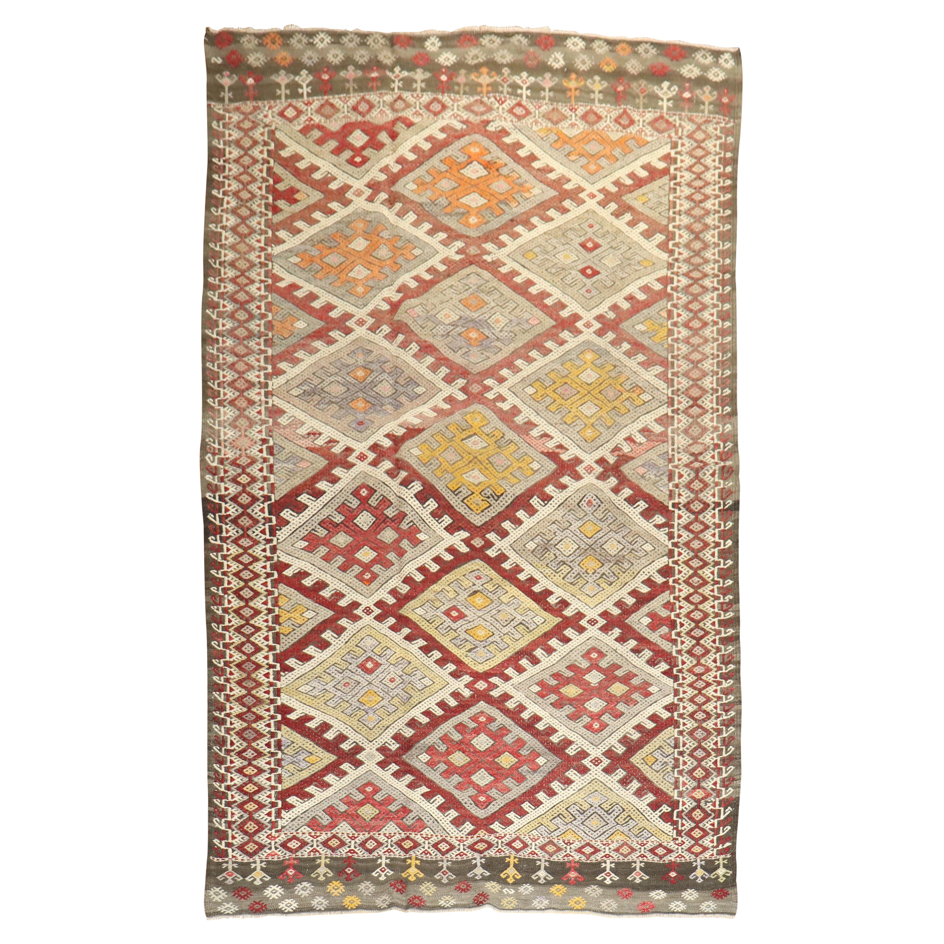 Türkischer Stammeskunst-Jajim-Kelim-Teppich