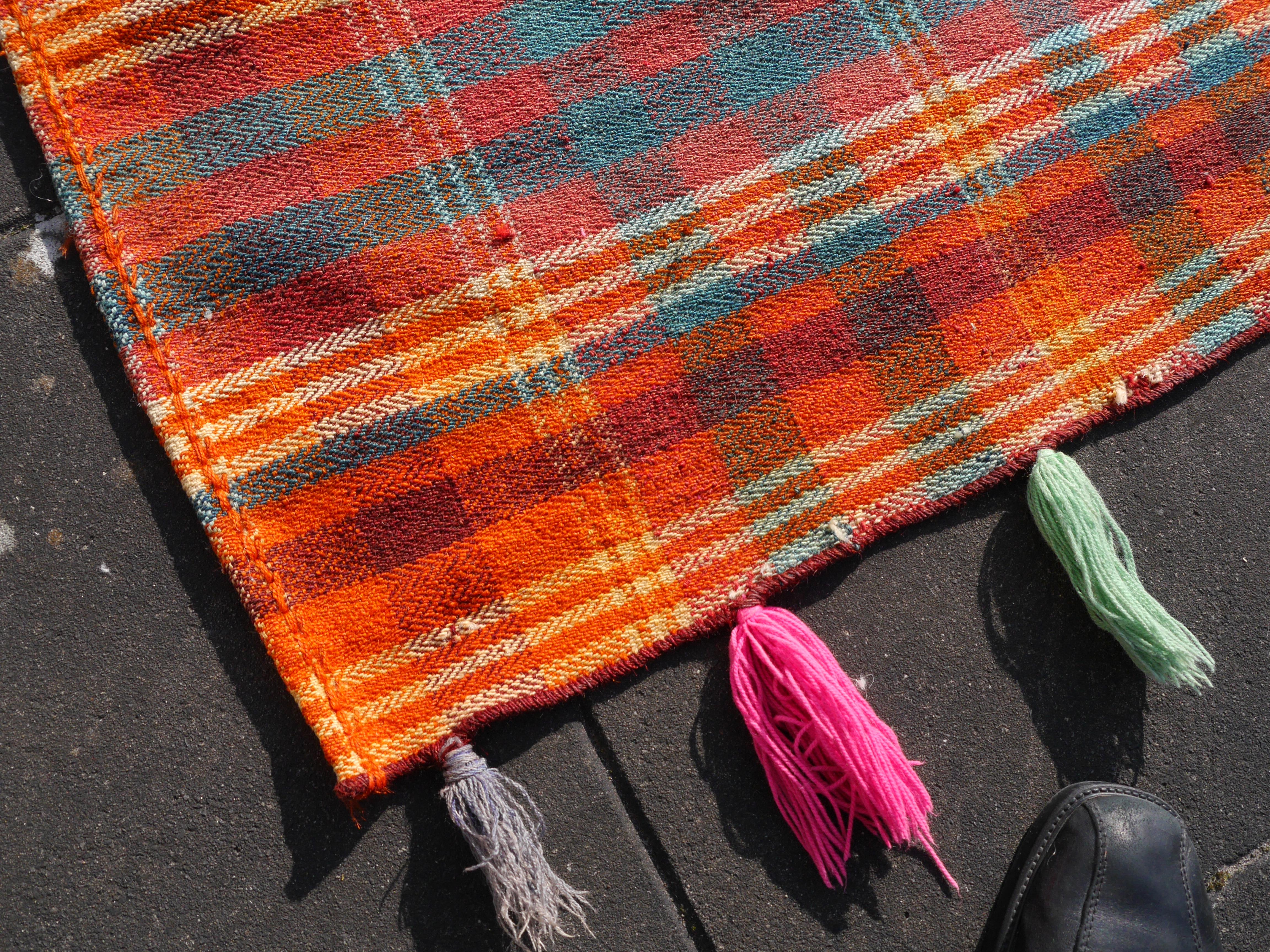 Late 20th Century Tribal Kilim Jajim Blanket Hand Woven Vintage For Sale