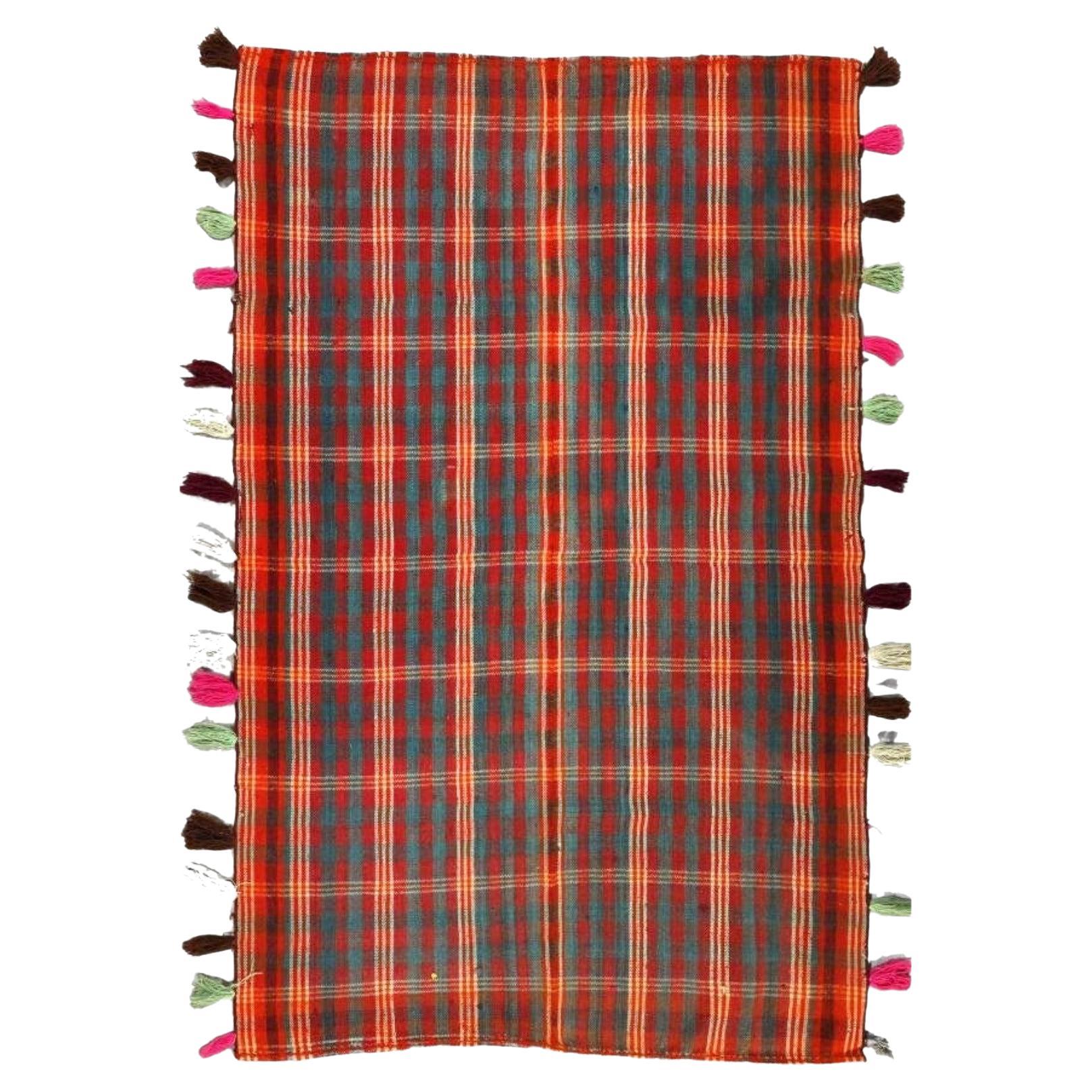 Tribal Kilim Jajim Blanket Hand Woven Vintage For Sale