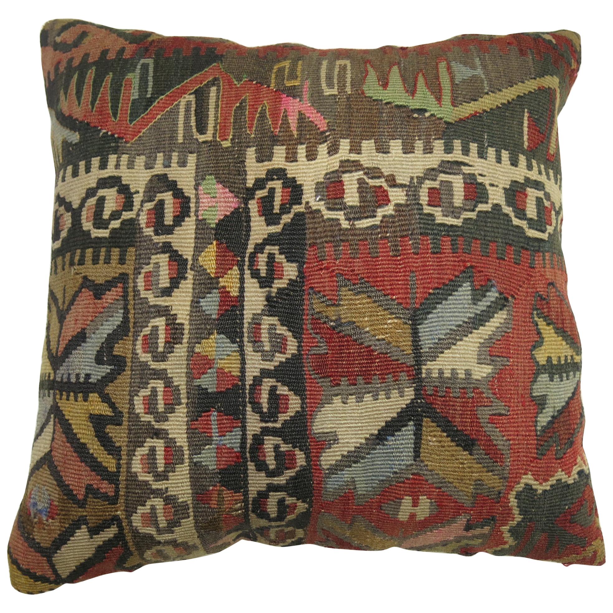 Coussin Kilim tribal ancien