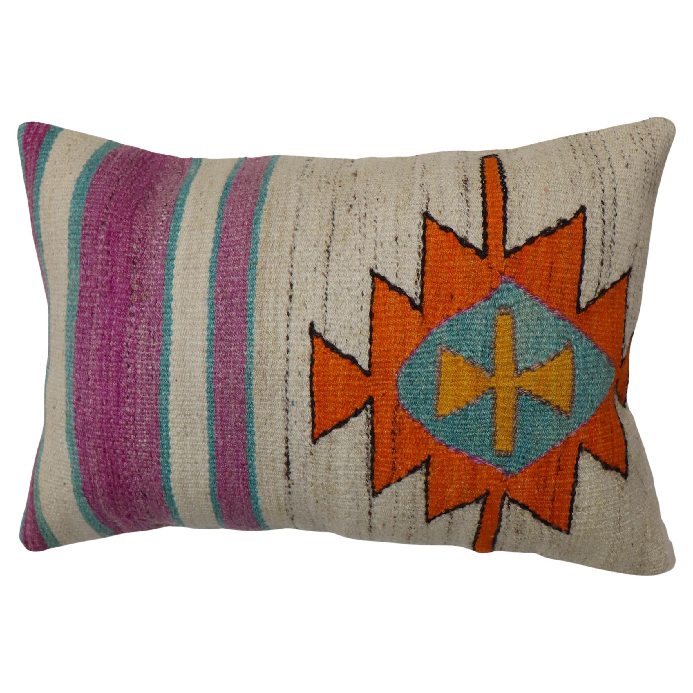 Tribal Kilim Turkish Rug Pillow For Sale