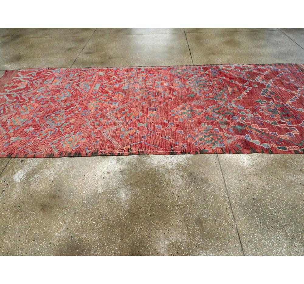 Tribal Late 20th Century Handmade Moroccan Gallery Rug in Deep Red For Sale 4