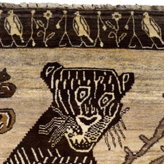 Vintage 1940s Persian Qashqai Leopard Rug, Cream and Brown, 6x8