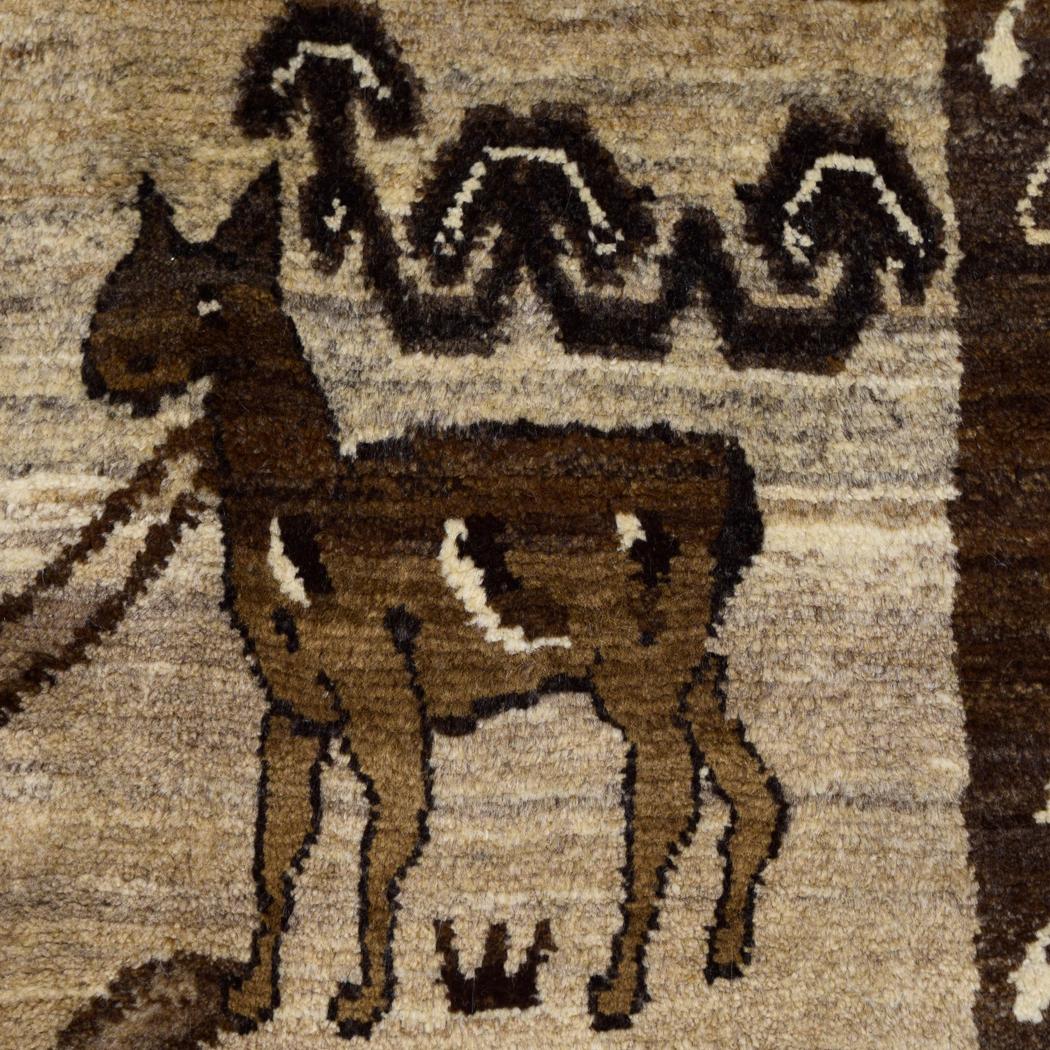 Mid-20th Century Vintage 1940s Persian Qashqai Leopard Rug, Cream and Brown, 6x8
