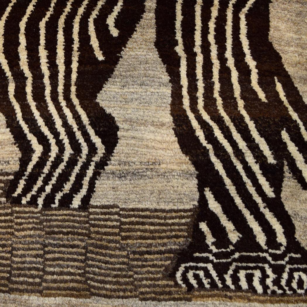 Vintage 1940s Persian Qashqai Leopard Rug, Cream and Brown, 6x8 1