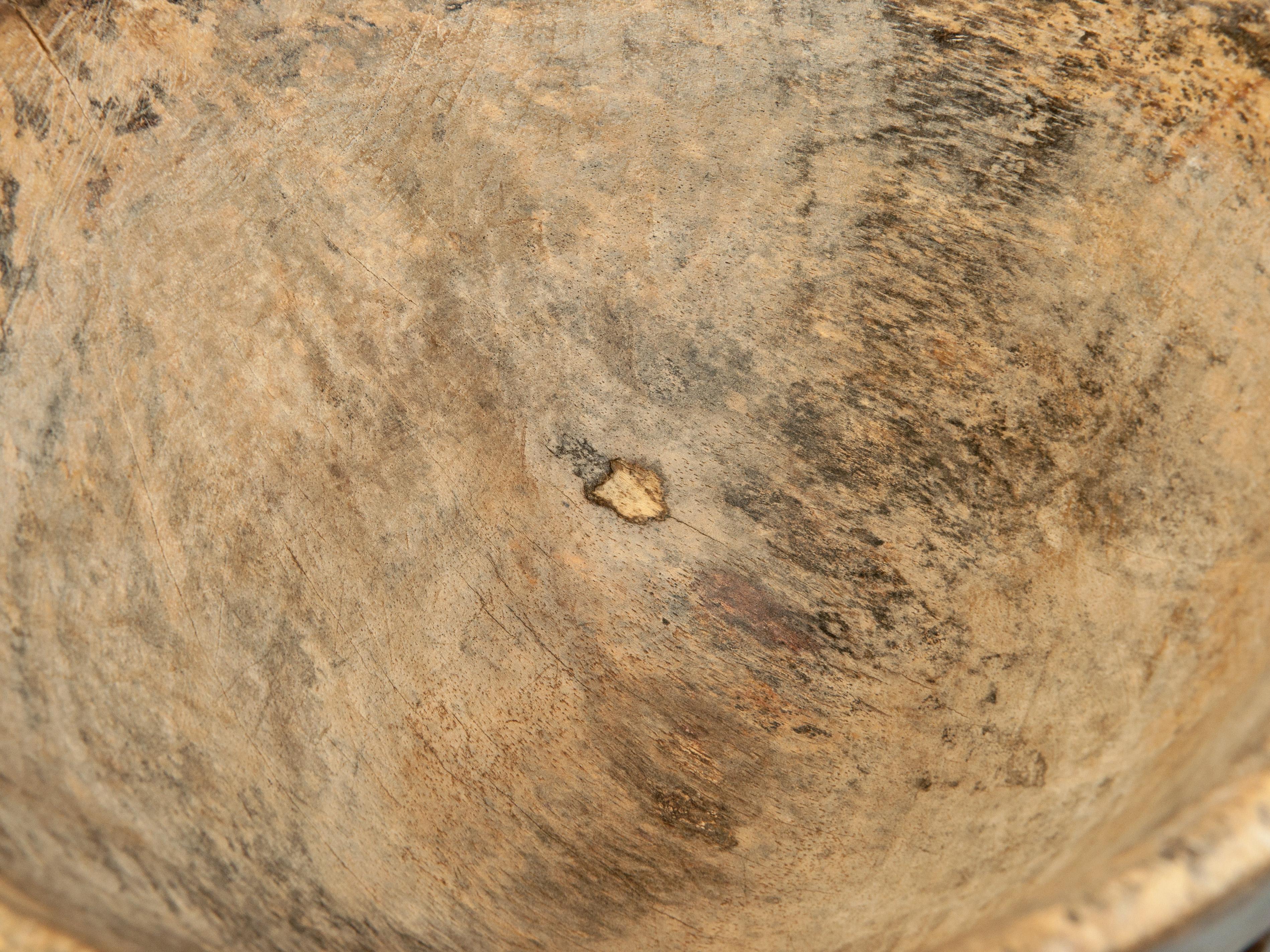 Tribal Light Colored, Spalted Wooden Bowl, Fulani of Niger, Mid-20th Century 6